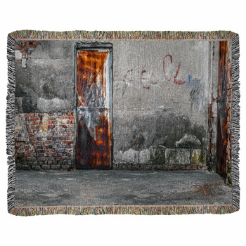 Old Cracked Or Grungy Room Woven Throw Blanket