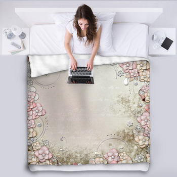 Old Decorative Background With Flowers Fleece Blanket