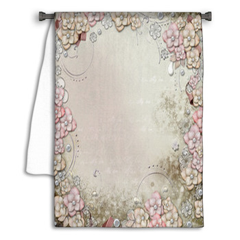 Old Decorative Background With Flowers And Pearls Towel
