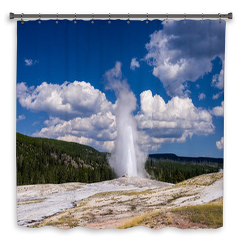 Old Faithful Geyser At Custom Size Shower Curtain