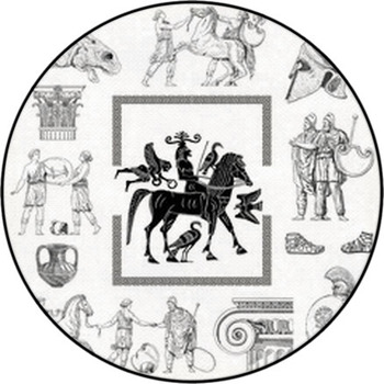 Old Greek Set Illustration Round Rug
