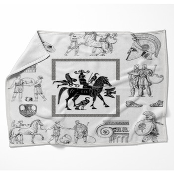 Old Greek Set Illustration Woven Throw Blanket