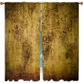 Old Map Custom Size Window Curtain