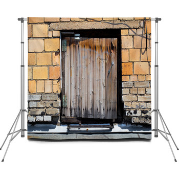 Old Metal Door. Log Off The Roof Custom Size Backdrop