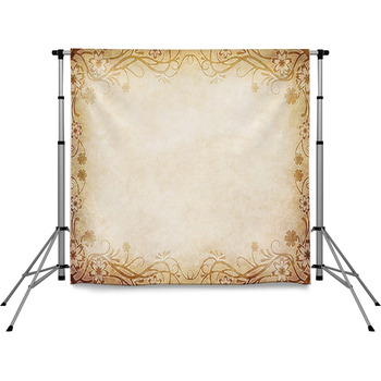 Old Paper With Floral Frame Pole Pocket Backdrop