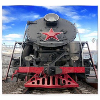 Old Steam Locomotive Against Blue Custom Size Floor Mat