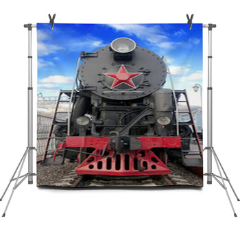 Old Steam Locomotive Against Blue Sky Fleece Backdrop