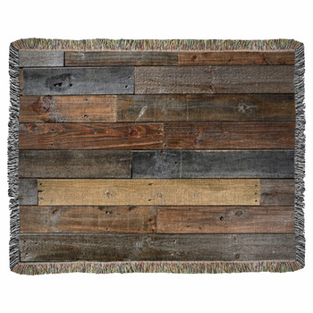 Old Vintage Wood Textured Woven Throw Blanket