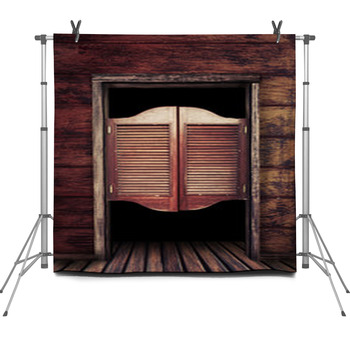Old Vintage Wooden Saloon Doors Fleece Backdrop