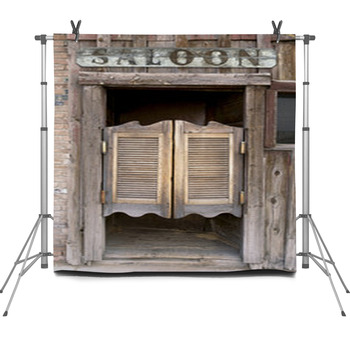 Old Western Swinging Saloon Doors With Fleece Backdrop