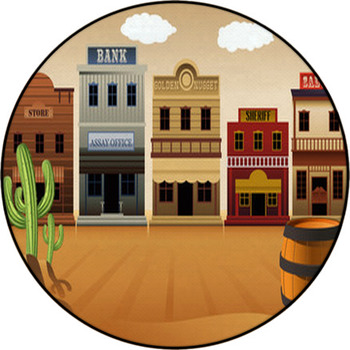 Old Western Town Round Rug