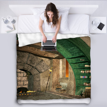 Old Wizard Cottage Fleece Blanket