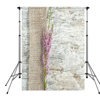 Old Wooden Background With Heather  Pole Pocket Backdrop