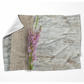 Old Wooden Background With Heather Woven Throw Blanket