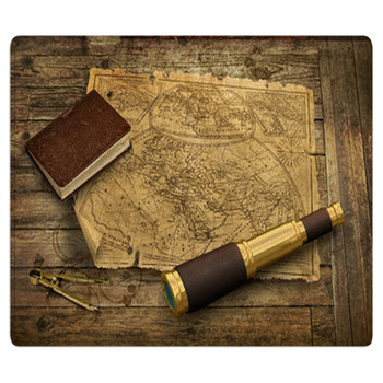 Old World Map With Telescope Area Rug
