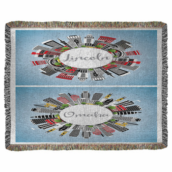 Omaha And Lincoln Nebraska City Woven Throw Blanket