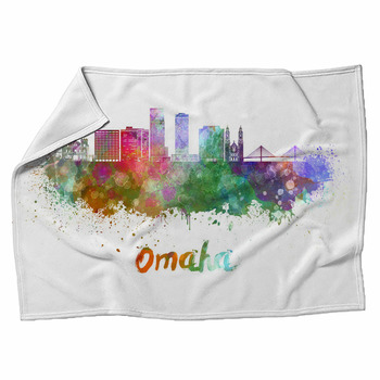 Omaha V2 Skyline In Watercolor Fleece Blanket