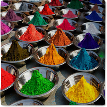 On The Photo: Colorful Tika Powders On Baby Blanket