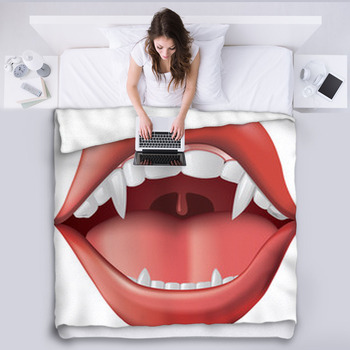 Open Mouth With Fangs Fleece Blanket