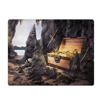 Open Treasure Chest With Bright Gold In A Cave Bath Mat