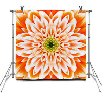 Orange And White Flower Mandala Fleece Backdrop