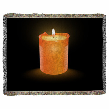 Orange Candle Woven Throw Blanket