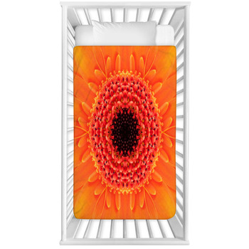 Orange Concentric Flower Center. Baby Crib Comforter