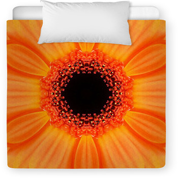 Orange Concentric Flower Center Mandala Toddler Duvet