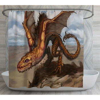 Orange Desert Dragon Spreading Its Wings Shower Curtain