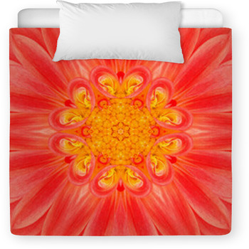 Orange Mandala Flower. Concentric Toddler Duvet