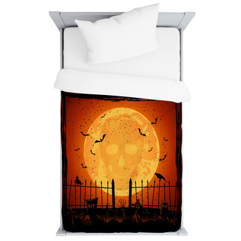 Orange Moon With Skull Toddler Duvet
