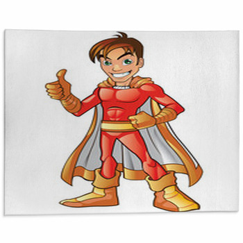 Orange Super Hero Boy Area Rug