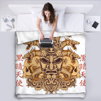 Oriental Mask Fleece Blanket
