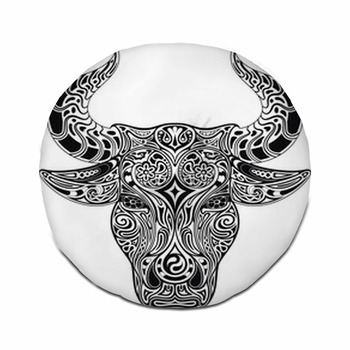 Ornamental Bull Tufted Floor Pillow