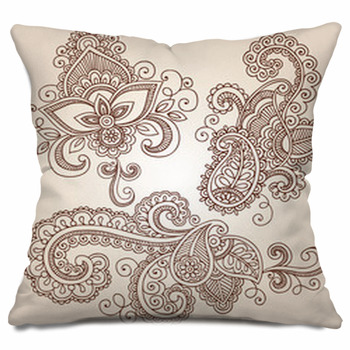 Ornate Henna Paisley Doodle Vector Outdoor Throw Pillow