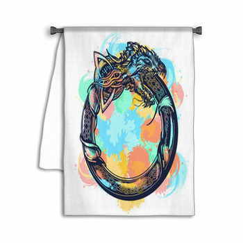 Ouroboros Tattoo Watercolor Splashes Style Celtic Towel
