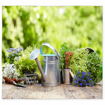 Outdoor Gardening Tools And Flowers Custom Size Floor Mat