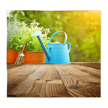 Outdoor Gardening Tools  On Old Custom Size Floor Mat