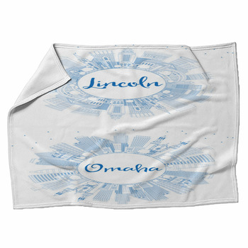 Outline Lincoln And Omaha Nebraska City Fleece Blanket