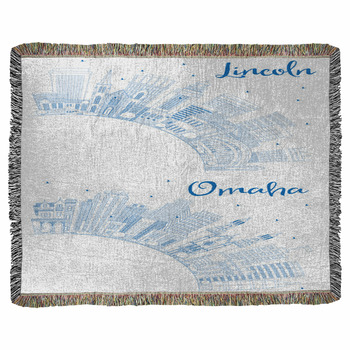 Outline Lincoln And Omaha Nebraska Woven Throw Blanket