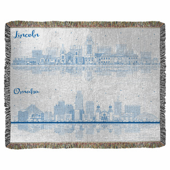 Outline Omaha And Lincoln Nebraska Woven Throw Blanket