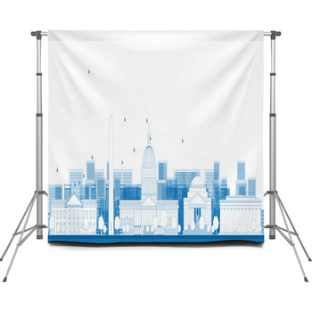 Outline Washington Dc City Skyline Custom Size Backdrop