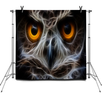 Owl Bird Face Close Up Fleece Backdrop