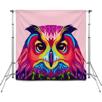 Owl Colorful Vector Custom Size Backdrop