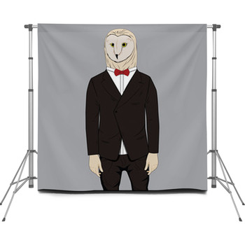 Owl Dressed Up In Tuxedo Custom Size Backdrop