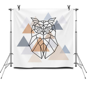 Owl Geometric Head Scandinavian Style Fleece Backdrop