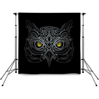 Owl Head Illustration Pole Pocket Backdrop