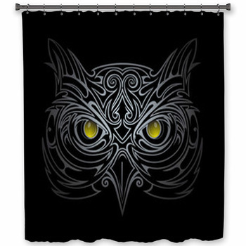 Owl Head Illustration Shower Curtain
