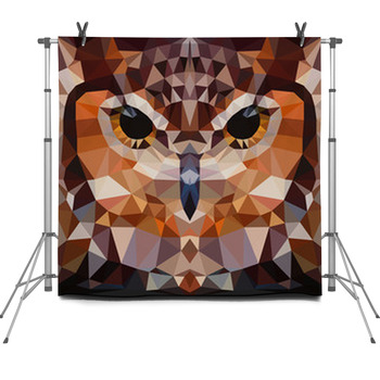 Owl Head Vector Background Geometric Fleece Backdrop