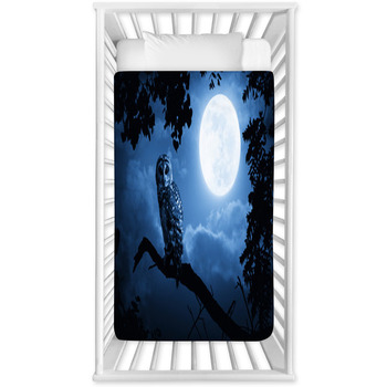 Owl Illuminated By Full Moon On Baby Crib Comforter